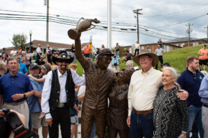 Richard Petty with Ed and Melissa Walker at the unveiling